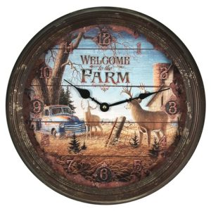 RIVERS EDGE DEER NOSTALGIC - METAL CLOCK 15"