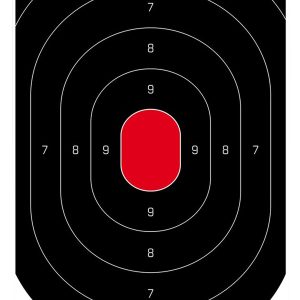 Birchwood Casey 35601 Dirty Bird Silhouette Tagboard Hanging Pistol 12" x 18" Black/Red White Impact Splatter 100 Per Pkg