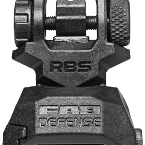 FAB Defense FXRBS Rear Back-Up Sight  for AR-15/ M16/ M4 Dual Aperture Low Folded Profile Spring-Locked Deployment Black Polymer & Metal