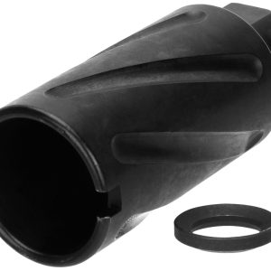 TacFire MZ10079MMN Spiral Fluted Muzzle Brake Black Oxide Steel with 1/2"-36 tpi Threads, 2.60" OAL & 1.12" Diameter for 9mm Luger AR-Platform