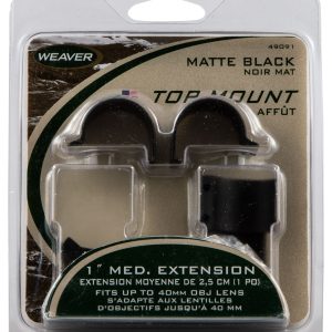 Weaver Mounts 49091 Detachable Top Mount Extension Rings  Matte Black 1" Medium