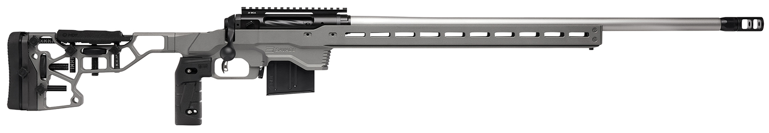 Savage Arms 57555 110 Elite Precision 223 Rem,5.56x45mm NATO 10+1 26" Matte Stainless, Matte Black Rec, Gray Cerakote Adjustable MDT ACC Aluminum Chassis Stock