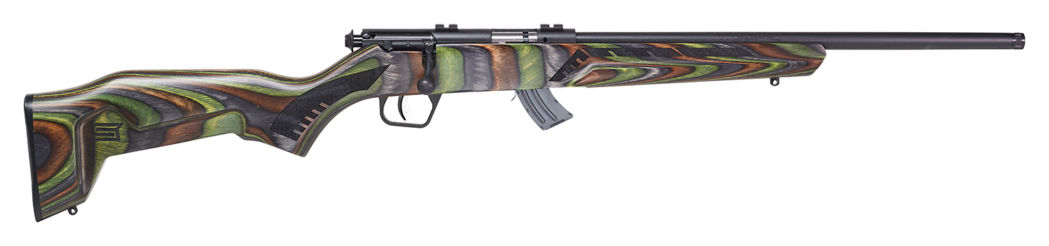 Savage Arms 26736 Mark II Minimalist Full Size 22 LR 10+1 18" Matte Black Threaded Barrel, Matte Black Drilled & Tapped Carbon Steel Receiver, Green Boyd's Minimalist Laminate Stock, Right Hand