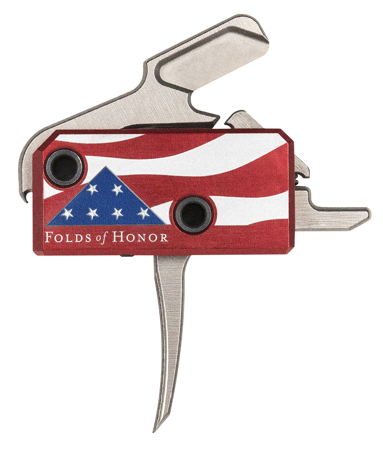 Rise Armament RA13FOLDSPT The Patriot High Performance Single-Stage Flat Trigger with 3.50 lbs Draw Weight & Silver/Red/White/Blue Finish for AR-Platform Right