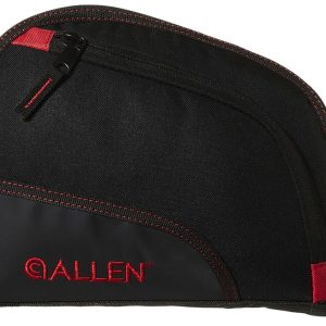 Allen 7738 Auto-Fit Handgun Case Black Endura w/Red Trim, Foam Padding, Knit Lining, Mag Sleeve, Storage Pocket & Lockable Zipper 9" L