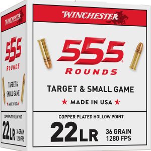 Winchester Ammo 22LR555HP USA 22LR 36gr Copper Plated Hollow Point 555 Per Box/10 Case *Bulk