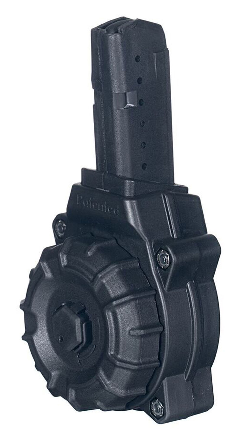 ProMag DRMA26 Standard 30rd Drum 9mm Luger Fits AR-15, Compatible w/Glock Style Magazines Black DuPont Zytel Polymer