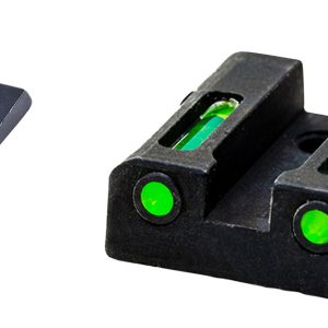 HiViz MPSN521 LiteWave H3 Sight Set for S&W Shield Green Tritium Orange Outline Front Sight-Green Fiber Optic Rear Sight
