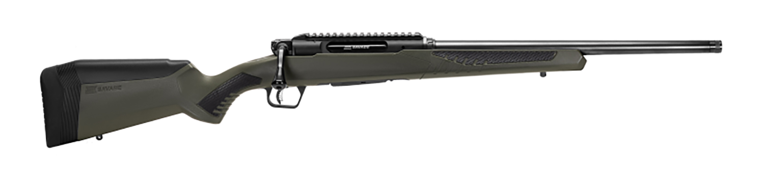 Savage Arms 57655 Impulse Hog Hunter 30-06 Springfield 4+1 Matte Black 20" Threaded Barrel/Rec, Matte OD Green Fixed AccuStock with AccuFit, Includes Detachable Box Mag