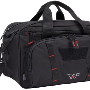 Tac Six 8247 Tactical Sporter Range Bag Black Endura with Removable Shoulder Strap, Pockets, Padded Pistol Rug & Exterior Webbing