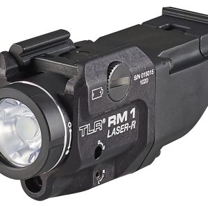 Streamlight 69446 TLR-1 RM w/Laser Black Anodized Aluminum, 500 Lumens White LED Bulb/Red Laser, 210 Meters Beam, Picatinny Rail Mount