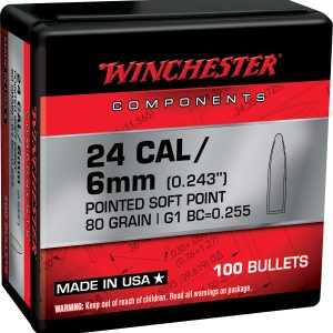 Winchester Ammo WB243SP80X Centerfire Rifle 243Win 80gr Pointed Soft Point 100 Per Box/10 Case