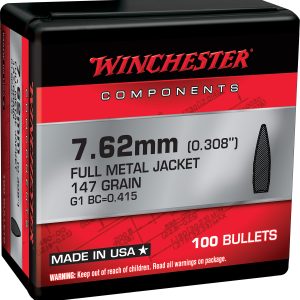 Winchester Ammo WB762M147X Centerfire Rifle 7.62mm 147gr Full Metal Jacket Boat Tail 100 Per Box/10 Case