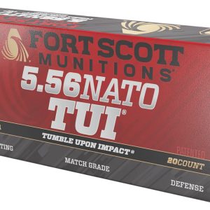 Fort Scott Munitions 556062SCV Tumble Upon Impact (TUI) 5.56x45mmNATO 62gr Solid Copper Spun 20 Per Box/25 Case