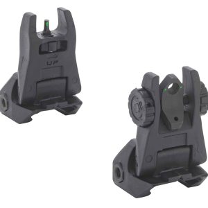 Meprolight USA 404100 FUBS Sight Set Black AR-15 Flip Up Green Tritium Front/Green Tritium Rear