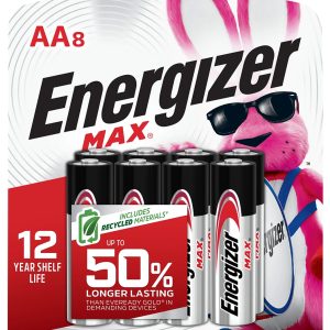 Energizer E91MP8 AA Max Silver 1.5V Alkaline, Qty (8) Single Pack