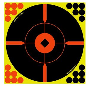 Birchwood Casey 34016 Shoot-N-C Reactive Target Self-Adhesive Paper Black/Yellow/Red 12" Bullseye 100 Pack