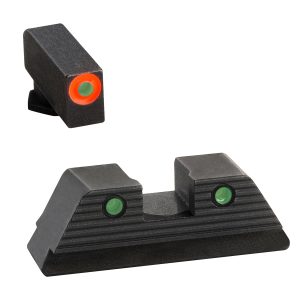 AmeriGlo GL817 Trooper Sight Set for Glock  Green Tritium Orange Outline Front Sight-Green Tritium Black Outline Rear Sight