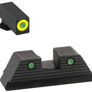 AmeriGlo GL821 Trooper Sight Set for Glock  Green Tritium LumiGreen Outline Front Sight-Green Tritium Black Outline Rear Sight