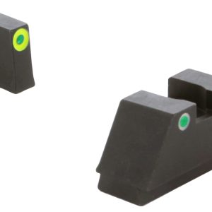 AmeriGlo GL333 Optic Compatible Sight Set for Glock XL Tall Green Tritium LumiGreen Outline Front Sight-Green Tritium White Outline Rear Sight