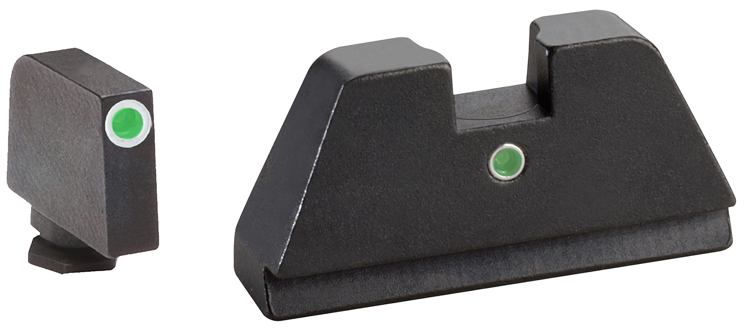 AmeriGlo GL191 Optic Compatible Sight Set for Glock XL Tall Green Tritium White Outline Front Sight-Green Tritium Rear Sight