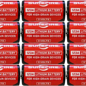SureFire SF12ABBCS 123A Batteries  Red/Black 3.0 Volts 1,550 mAh (12) Single Package Clamshell
