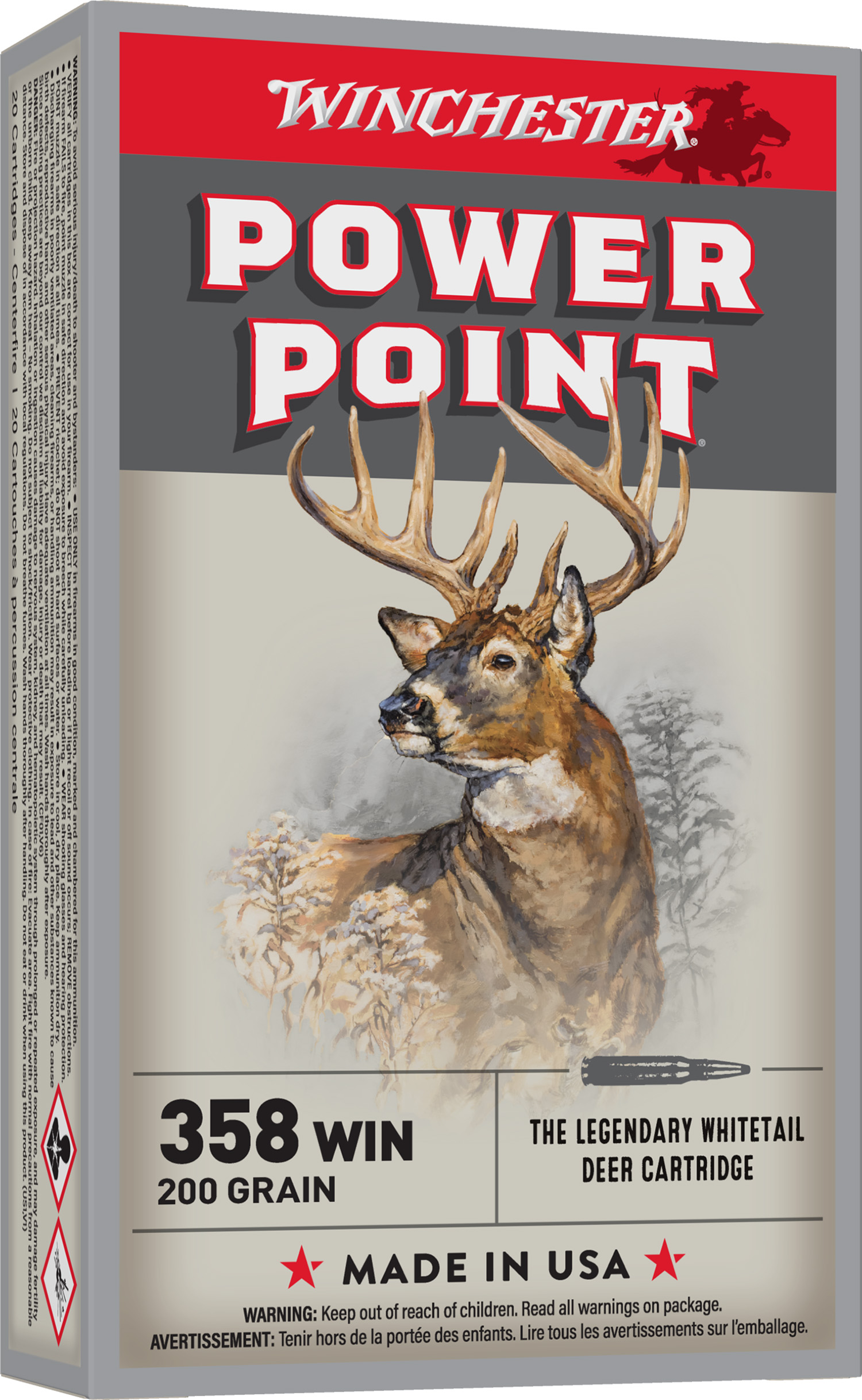 Winchester Ammo X3582 Power-Point 358Win 200gr 20 Per Box/10 Case