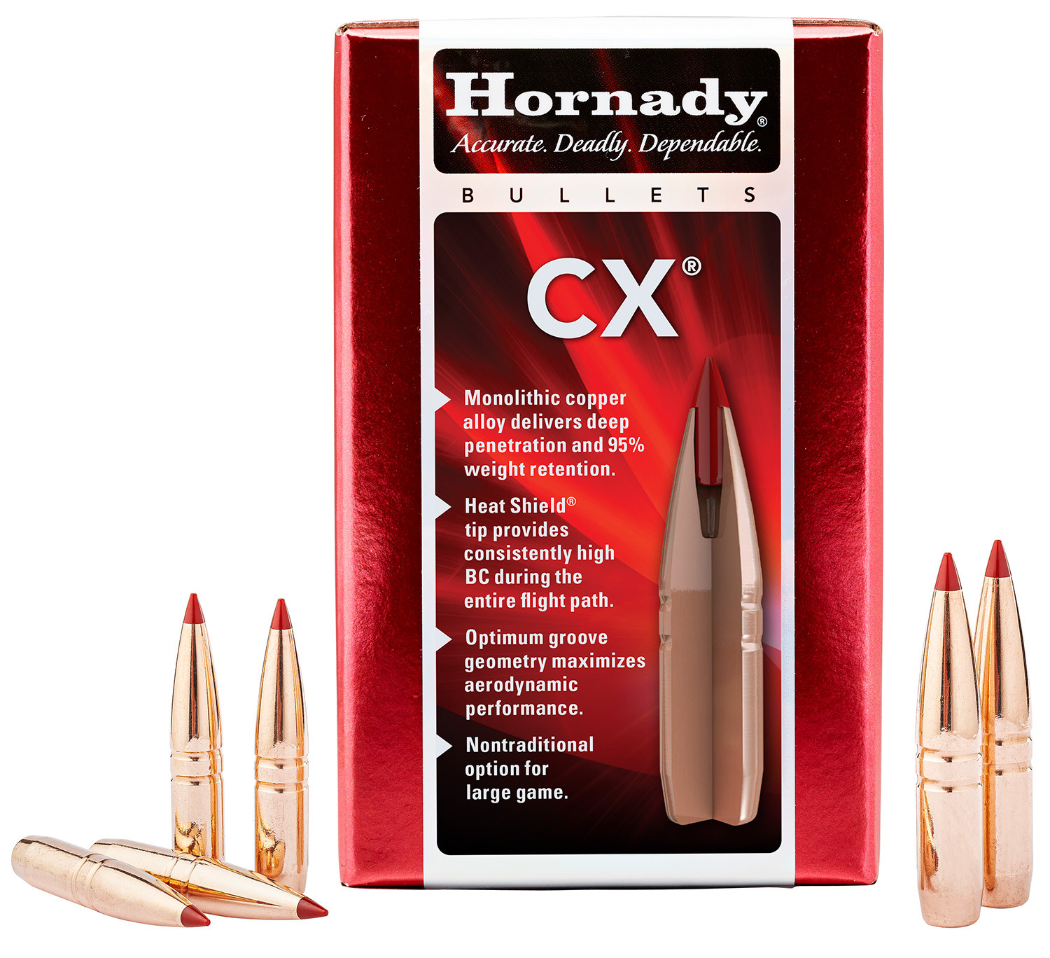 Hornady 332014 CX 338 Cal 225 gr Copper Solid 50 Per Box/ 15 Case