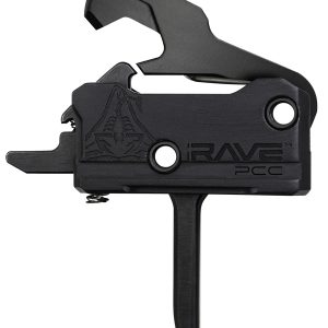 Rise Armament T017FPCCBLK Rave Pistol Caliber Carbine Single-Stage Flat Trigger with 3.50 lbs Draw Weight & Black Nitride Finish for AR-Platform