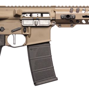 Patriot Ordnance Factory 01803 Minuteman DI 5.56x45mm 30+1 10.50" Nitride Treated Chrome Moly Barrel, 9" M-LOK Handguard, Patriot Brown Cerakote Receiver, Black Synthetic Buffer Tube, Black MFT Grips