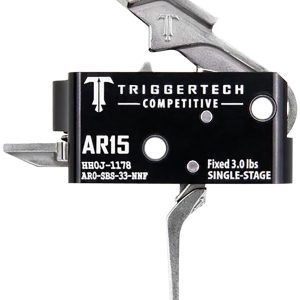 TriggerTech AR0SBS33NNF Competitive Stainless Flat Single-Stage 3 lbs Fixed for AR-15
