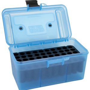 MTM Case-Gard H50RM24 Deluxe Ammo Box Rifle Clear Blue Polypropylene 50rd