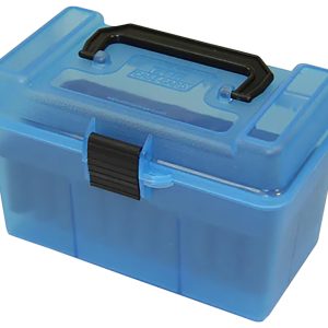 MTM Case-Gard H50RMAG24 Deluxe Ammo Box 300 Win Mag/7mm Rem Clear Blue Polypropylene 50rd