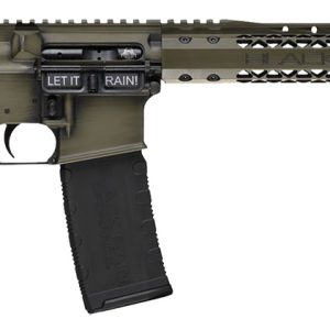 Black Rain Ordnance BROWTPBGB Spec 15+ We The People 5.56x45mm NATO 30+1 16", Green Battleworn with Deep Engraving, 15" Slim M-LOK, Magpul Grip/Carbine Stock, Castle Flash Hider