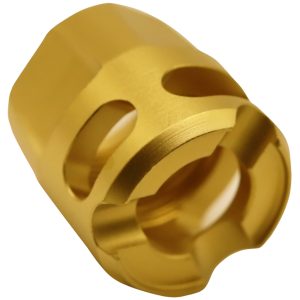 True Precision Inc TPYMICROG Micro Compensator Y-Type Gold 416R Stainless Steel 1/2"x28 Threads 9mm/380 ACP