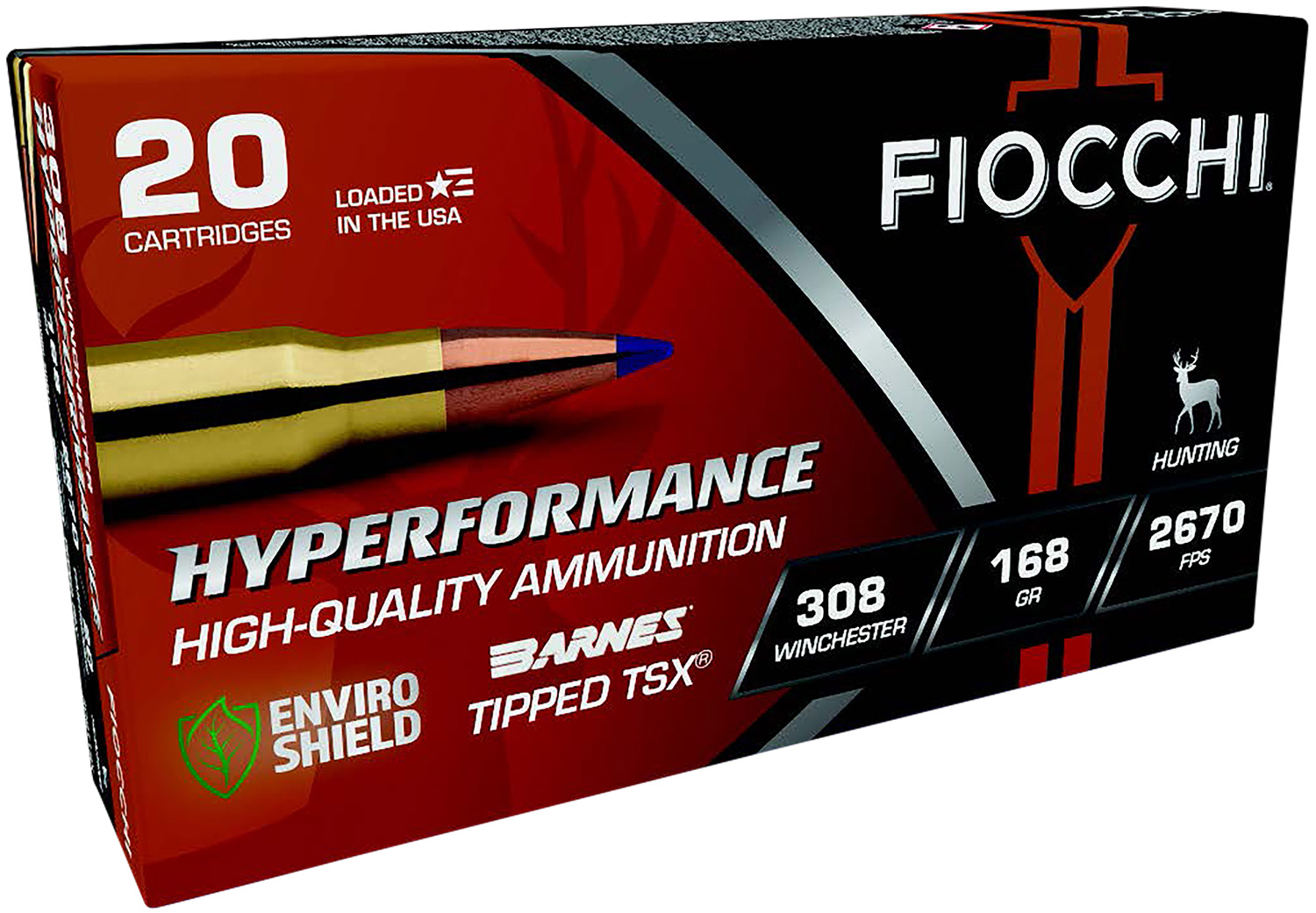 Fiocchi 308TTSX Hyperformance 308Win 168gr Barnes Tipped TSX 20 Per Box/10 Case