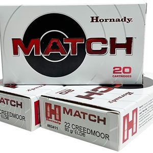 Hornady 83411 Match 22Creedmoor 80gr Extremely Low Drag-Match 20 Per Box/10 Case