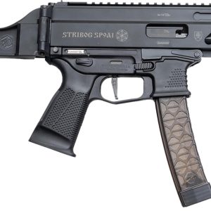 Grand Power 850003223056 SP9A1 Stribog 9mm Luger 30+1 8" Black Threaded Barrel M-LOK Handguard Black Aluminum Picatinny Rail Receiver SB Tactical Brace, Black Polymer Grip, Thread Protector
