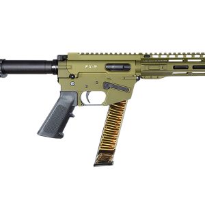 FREEDOM ORDNANCE FX9P8SBM-ODG FX9 9mm Luger 32+1 8" Black Nitride Barrel, M-LOK Handguard, OD Green Aluminum Receiver w/Picatinny Rail, OD Green Polymer SB Mini Brace, Black AR15 Grip
