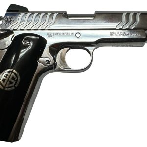 Dickinson LLC DCKSN45S 1911 Adam S Full Size Frame SAO 45 ACP 7+1 5" Stainless Button Rifled Barrel, Stainless Steel S Serrations Slide, Stainless Steel Frame, Wood Grip