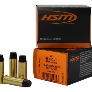 HSM 45C10N 45Colt Subsonic 400gr Hard Cast Long Flat Nose 20 Per Box/20 Case