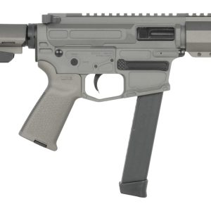 Shark Coast Tactical SCC06780SP9NGY Sneeky Pete 9mm Luger 30+1 5.50" Black Melonite Threaded Barrel, Gray Cerakote Receiver, SB Tactical SBA3 Brace