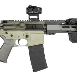 Shark Coast Tactical SCCSNKYSD556002 Sneeky Pete Deluxe 5.56 NATO 30+1 7.50" Threaded Barrel Aluminum Receiver w/Picatinny Rail, M-LOK Handguard, Polymer SB Tactical SBA3 Brace, Vortex Crossfire Red D