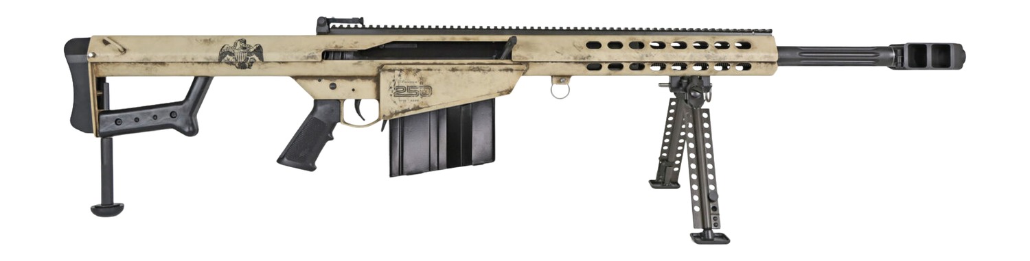 Barrett 20152 M82A1 America 250 50 BMG 10+1 Black Fluted Barrel, Steel Receiver w/Picatinny Rail, QD BiPod Forend. M-LOK Handguard, Black Polymer Grip