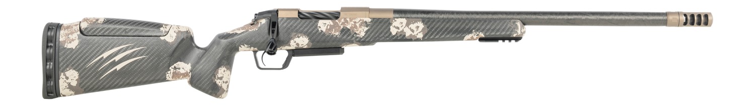 Fierce Firearms CT Rival XP 2.0 6.5 PRC 20" Carbon Fiber Threaded Barrel, Smoked Bronze Cerakote Titanium Drilled & Tapped Receiver, Integral Rail Forend, Desert Shadow Camo Adj Comb Carbon Fiber Sto