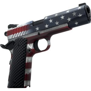 Dickinson LLC DKSN45AFS Adam 1911 American Flag Full Size 45 ACP 8+1 4.37" Black Barrel, American Flag Cerakote Steel B Serrations Slide & Steel Frame w/Beavertail, Black Textured Grip