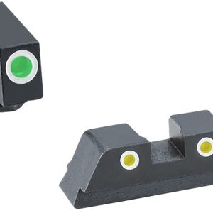 TruGlo TG231G1AW Tritium Pro White Outline Tritium Front/Green Tritium Rear/Black Nitride Fortress Frame,Compatible w/Glock 42/43/43X/48 Except MOS, Front Post/Rear Dovetail Mount
