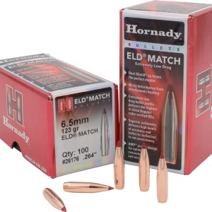 Hornady 26176 ELD Match 6.5mm .264 123 gr Extremely Low Drag Match 100 Per Box/ 25 Case