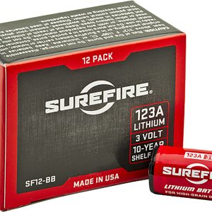 SureFire SF12BB 123A Batteries Red/Black 3.0 Volts 1,550 mAh (12) Single Package Boxed