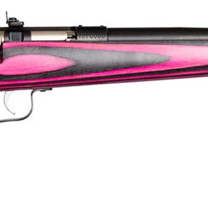 Crickett KSA2226 Youth 22 LR 1rd 16.12" Stainless Steel Barrel, Fixed Front/Adjustable Rear Peep Sights, Pink/Black Laminate Stock w/11.5" LOP, Rebounding Firing Pin Safety